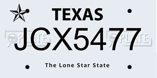 JCX5477 Texas License Plate