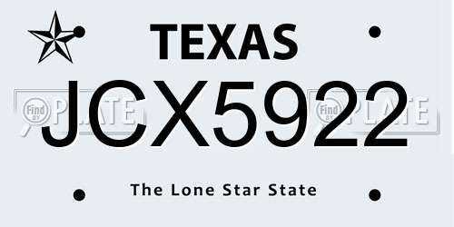 JCX5922 Texas License Plate