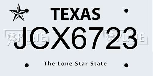 JCX6723 Texas License Plate