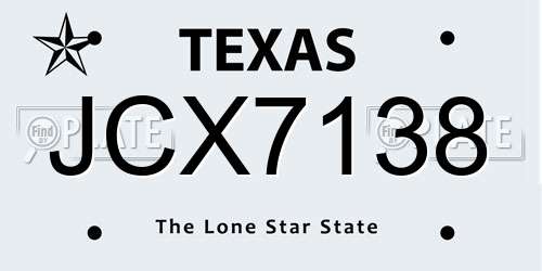 JCX7138 Texas License Plate