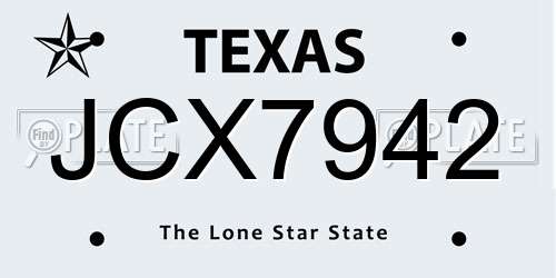 JCX7942 Texas License Plate