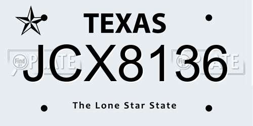 JCX8136 Texas License Plate