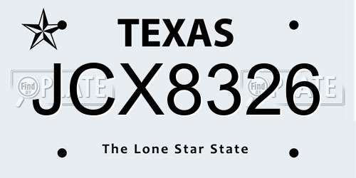 JCX8326 Texas License Plate