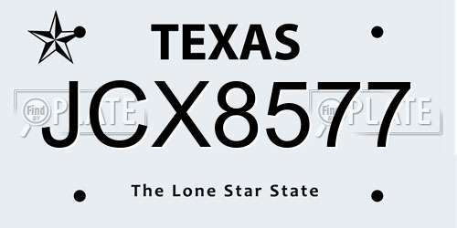 JCX8577 Texas License Plate