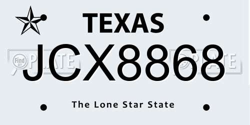 JCX8868 Texas License Plate