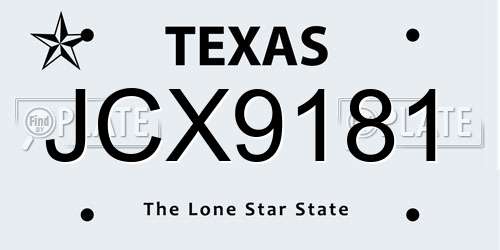 JCX9181 Texas License Plate