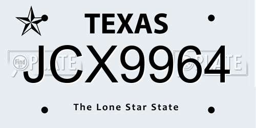 JCX9964 Texas License Plate