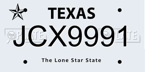 JCX9991 Texas License Plate