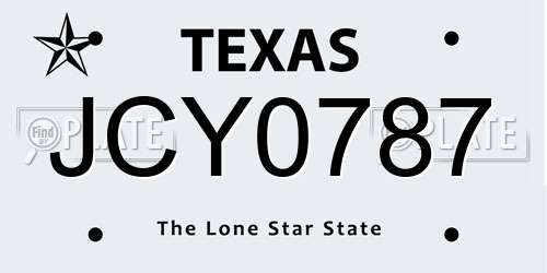 JCY0787 Texas License Plate