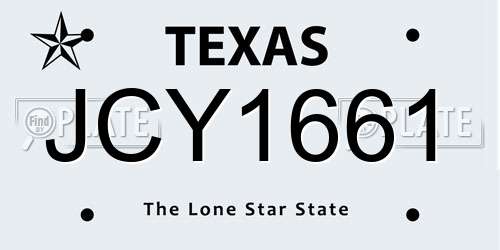 JCY1661 Texas License Plate