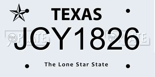 JCY1826 Texas License Plate