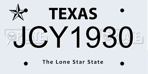 JCY1930 Texas License Plate
