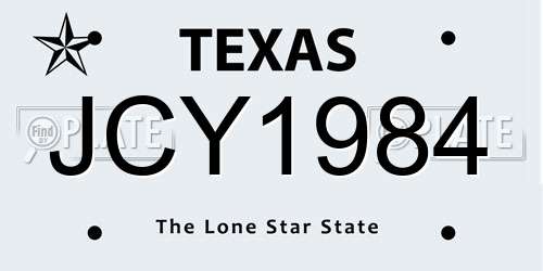JCY1984 Texas License Plate
