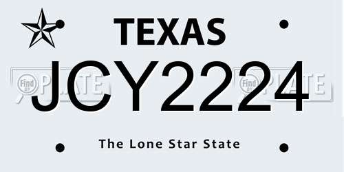 JCY2224 Texas License Plate