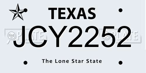 JCY2252 Texas License Plate