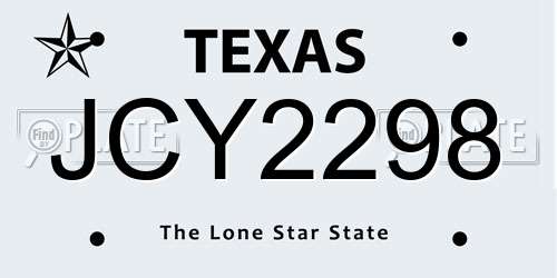 JCY2298 Texas License Plate