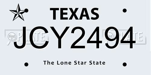 JCY2494 Texas License Plate