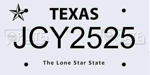 JCY2525 Texas License Plate
