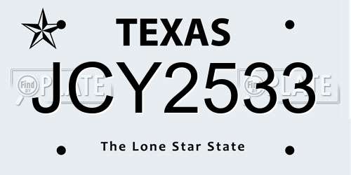 JCY2533 Texas License Plate