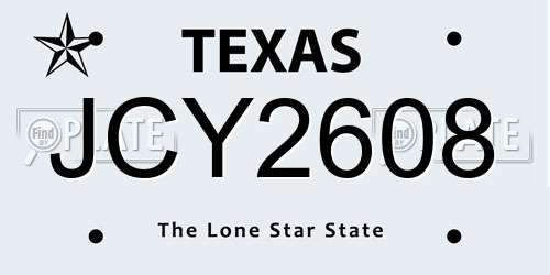 JCY2608 Texas License Plate