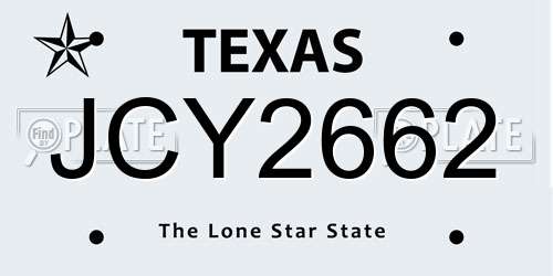 JCY2662 Texas License Plate