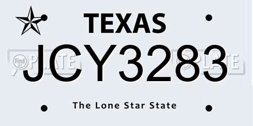 JCY3283 Texas License Plate