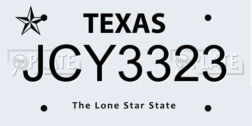 JCY3323 Texas License Plate
