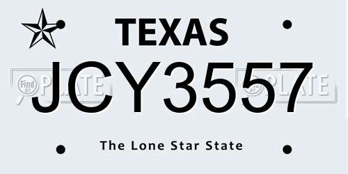 JCY3557 Texas License Plate
