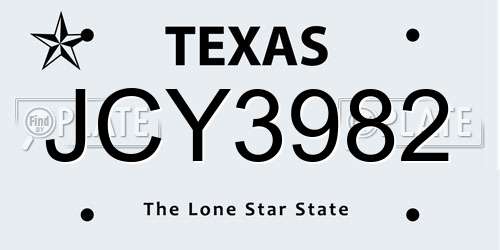 JCY3982 Texas License Plate