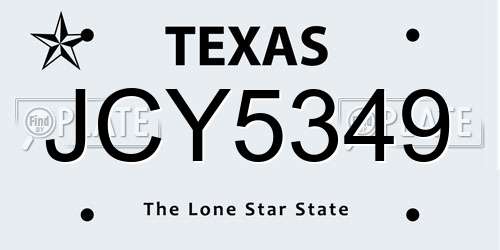 JCY5349 Texas License Plate