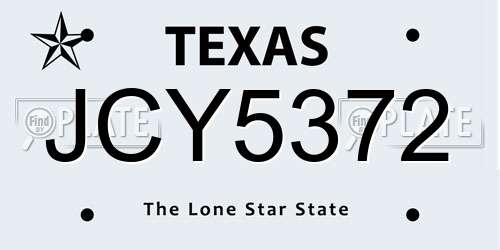 JCY5372 Texas License Plate