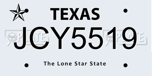 JCY5519 Texas License Plate