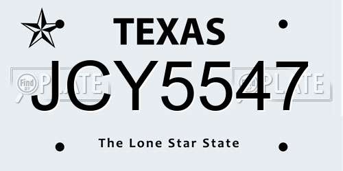 JCY5547 Texas License Plate