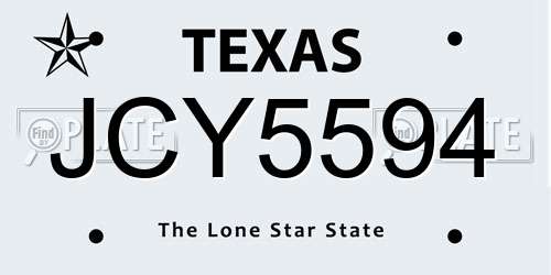 JCY5594 Texas License Plate