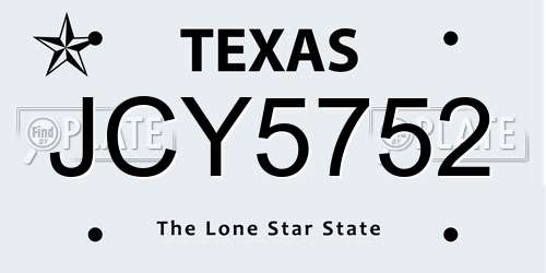 JCY5752 Texas License Plate