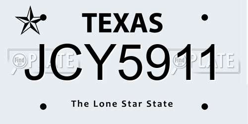 JCY5911 Texas License Plate