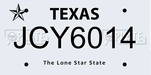 JCY6014 Texas License Plate