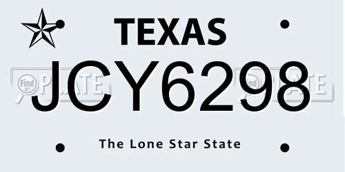 JCY6298 Texas License Plate