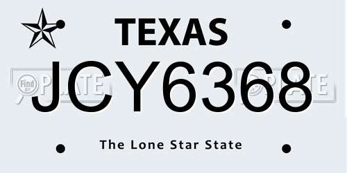 JCY6368 Texas License Plate