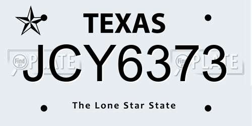 JCY6373 Texas License Plate