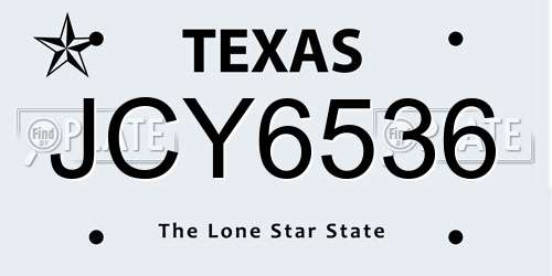JCY6536 Texas License Plate