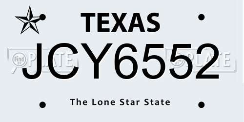 JCY6552 Texas License Plate