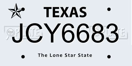 JCY6683 Texas License Plate