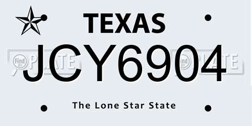 JCY6904 Texas License Plate