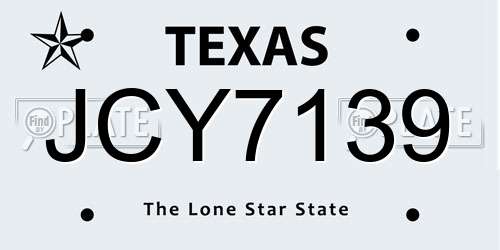 JCY7139 Texas License Plate