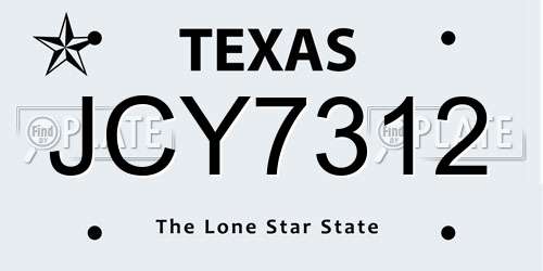 JCY7312 Texas License Plate
