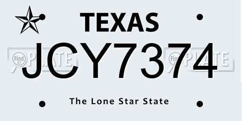 JCY7374 Texas License Plate