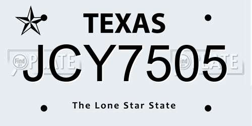 JCY7505 Texas License Plate