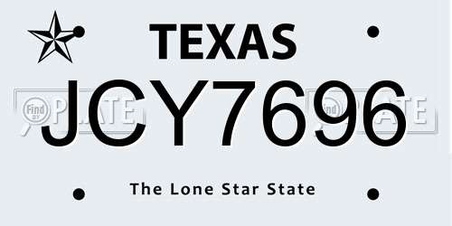 JCY7696 Texas License Plate
