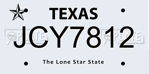 JCY7812 Texas License Plate
